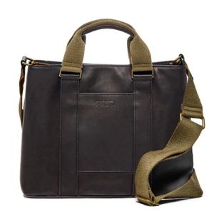 FEED black leather work bag with crossbody strap